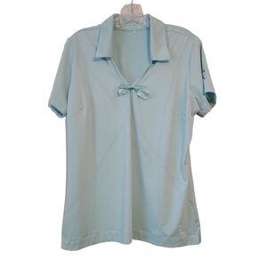 Nike Golf | Women's Sky Blue/Teal V-Neck Golf Shirt (Size Large)